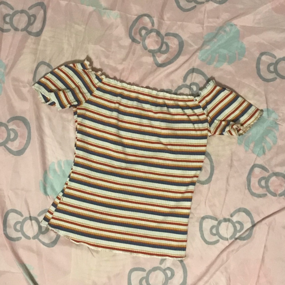 Striped off shoulder top